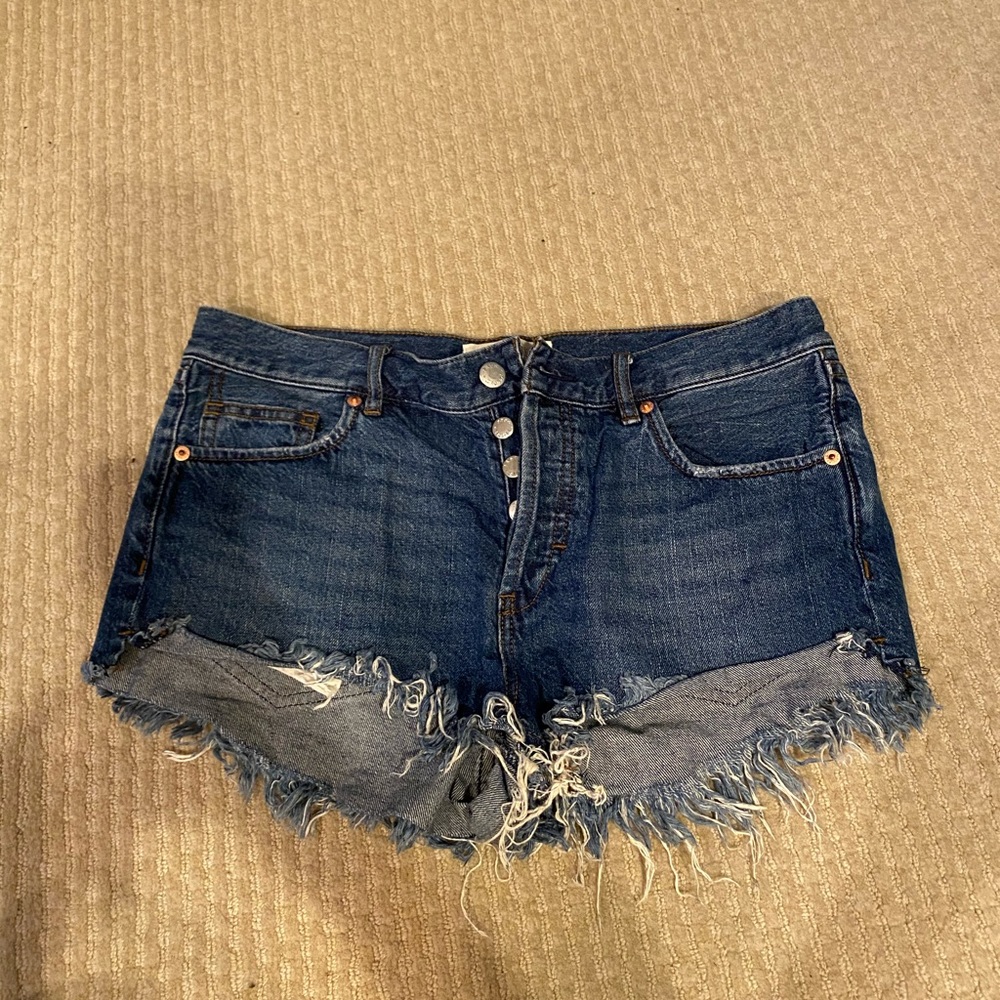 Free people dark wash denim shorts